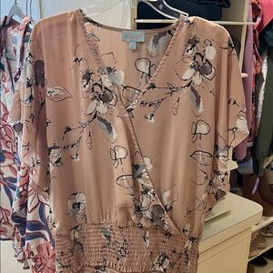 Veronica M Floral Blush Wrap Blouse